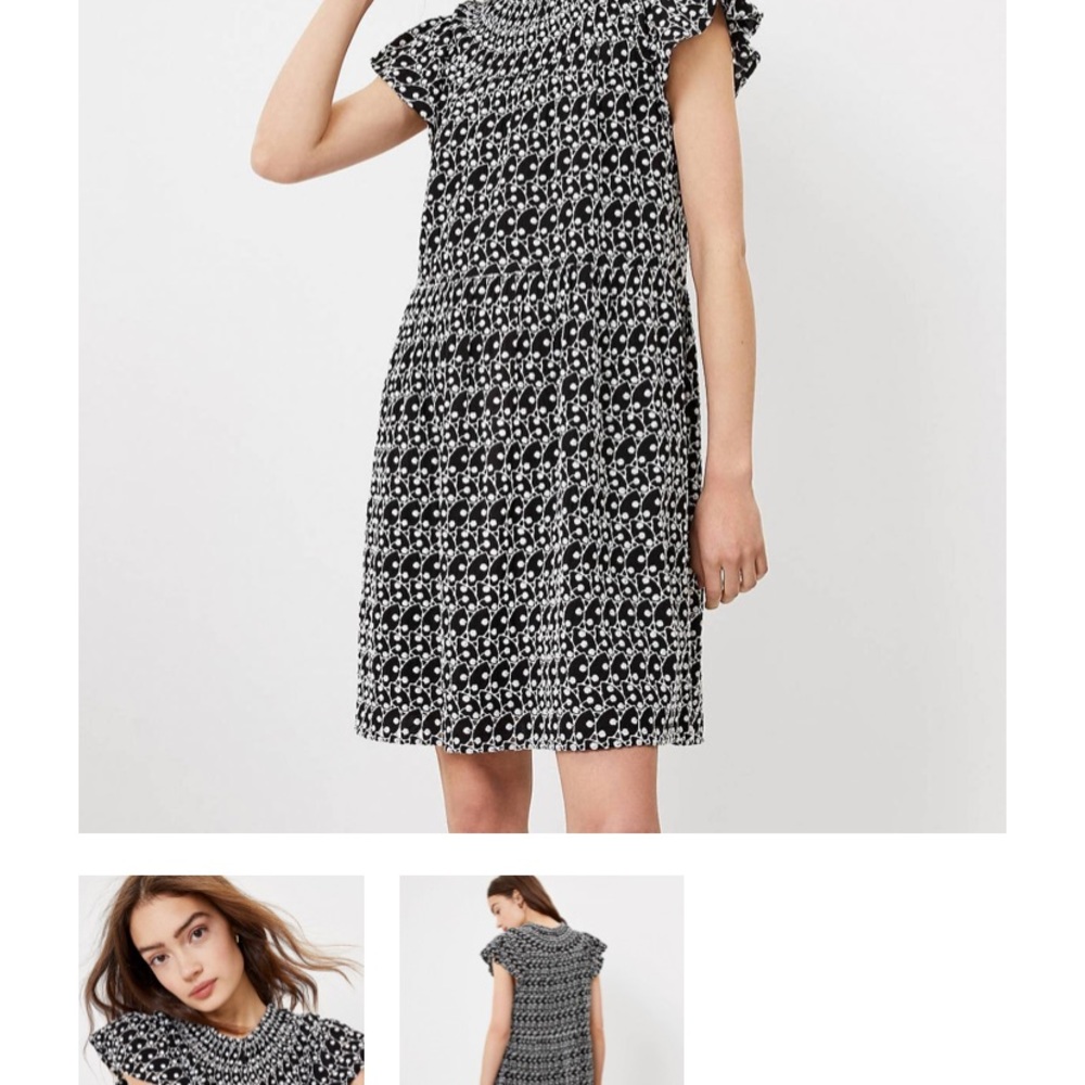 New with tags -Eyelet Smocked Yoke Swing Dress Black – LOFT Women’s MEDIUM